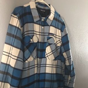Blue and white checkered Patagonia jacket